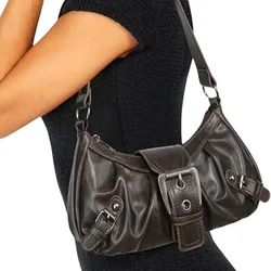 Women's Shoulder Bag Hottie Y2K Tote Retro Style Hottie Bag Motorcycle Bag Mirador Style Made Old Two Color Leather Shoulder