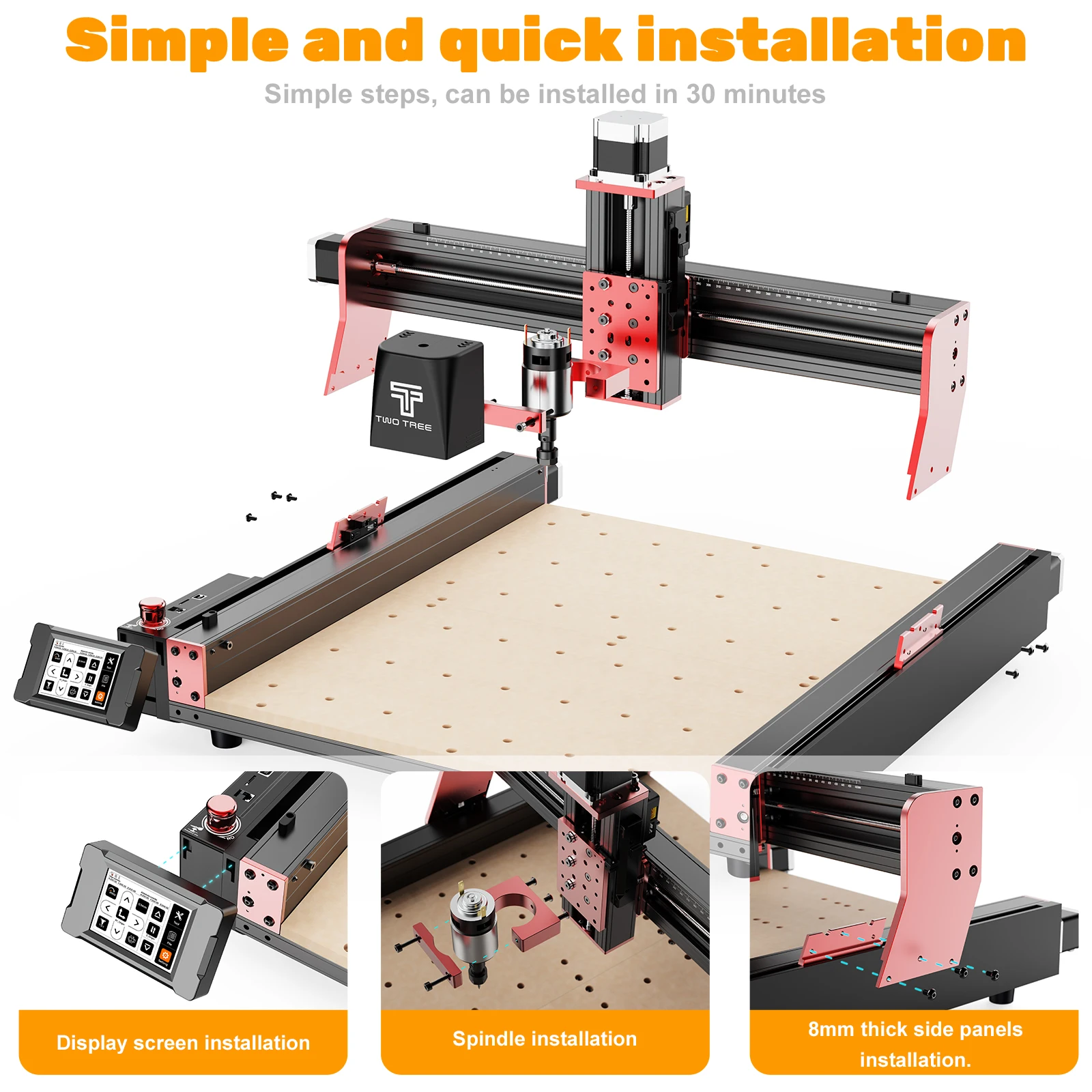 TwoTrees TTC450 Pro CNC Router Machine 4 Axis For Laser Engraving Cutting and cnc Machine GRBL Control Woodworking DIY Creation