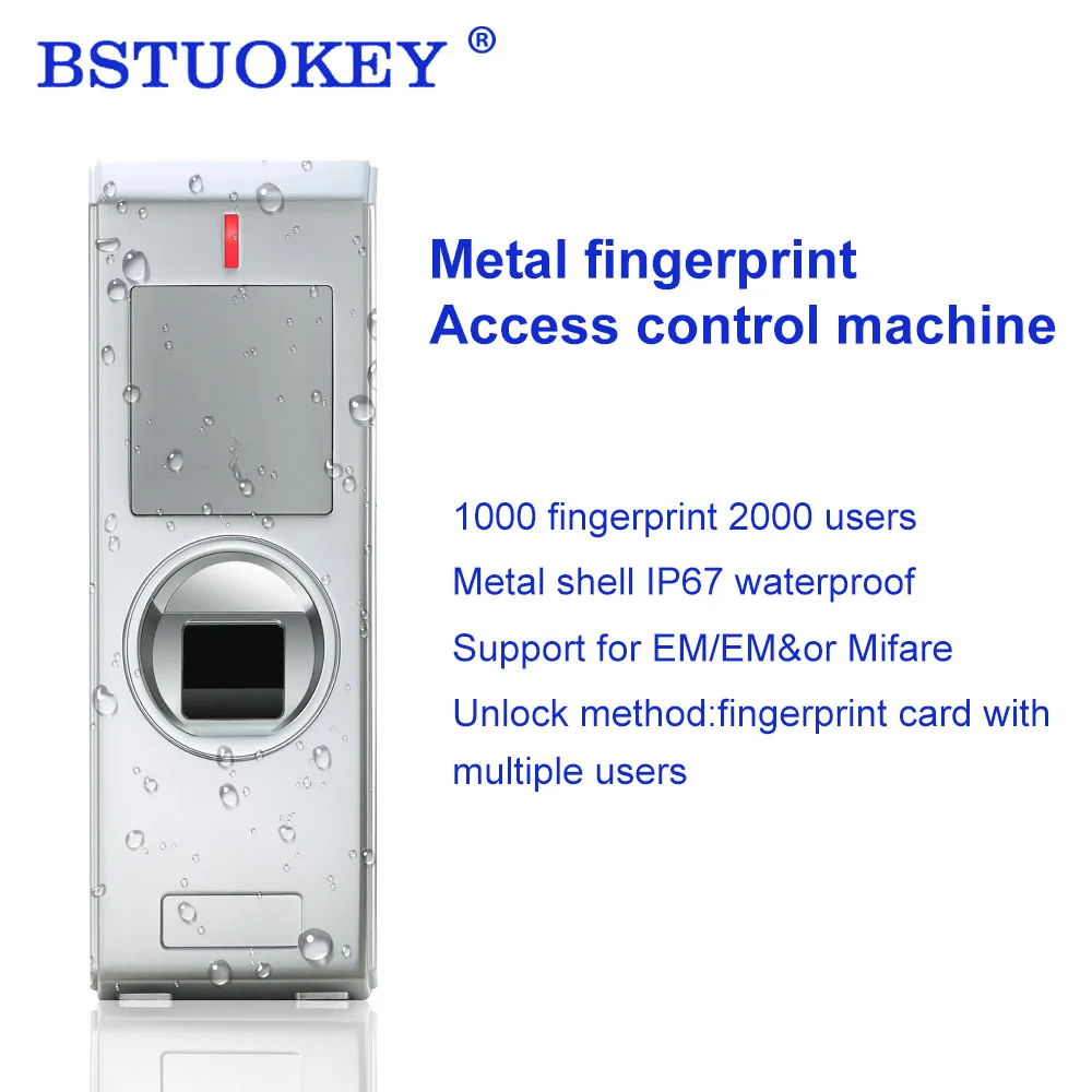 

IP67 Outdoor Fingerprint Controler + 125KHz&13.56MHz RFID Access Control Reader WG26 Card Machine for Security Door Lock System