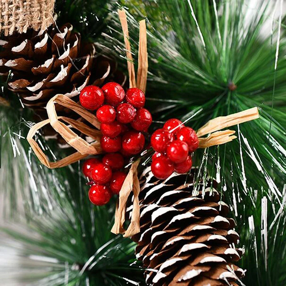 1 Stück Weihnachtskränze für die Haustür, Weihnachtsdekorationen, Winterkränze, dekorativer Kranz für Zuhause mit Blumen, Tannenzapfen für Party – Detail 3