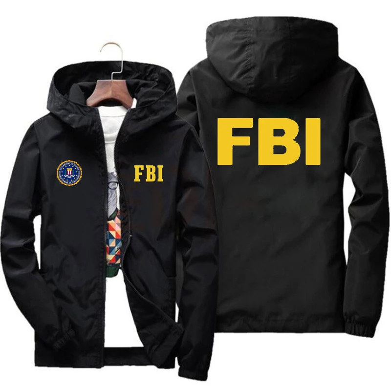 2025 marka jesienno-zimowa bluza z kapturem męska ciężarówka FBI Logo drukuj zamek płaszcz i bluza casualowa kurtka