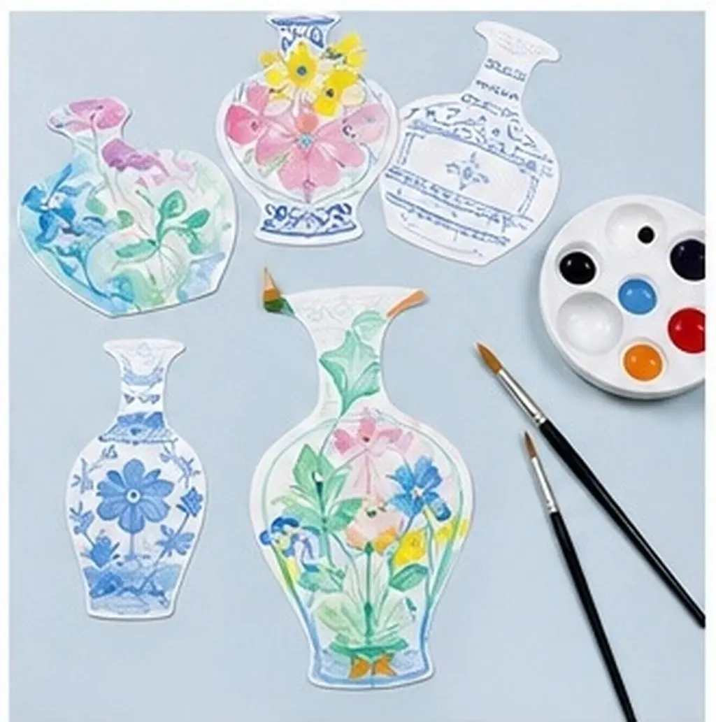 16Pcs Drawing Stencils Vase Shaped Thick Cardboard DIY Craft Set Chinese Aesthetic Painting Template for Fine