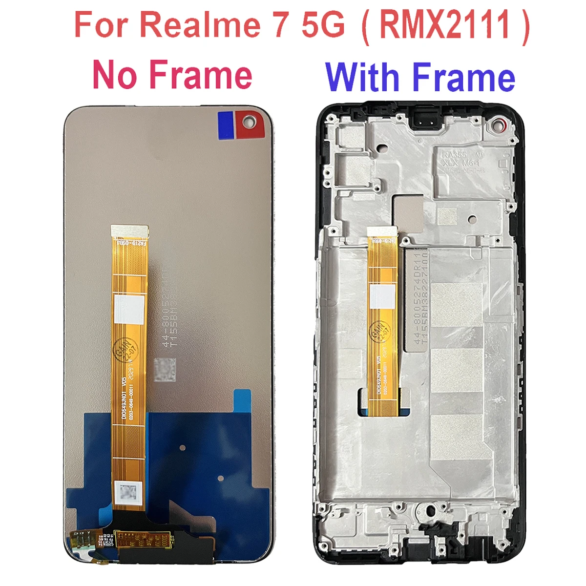 Digitalizador da tela táctil do LCD com quadro, apropriado para Realme 7, 4G, 5G, RMX2155, RMX2151, RMX2111