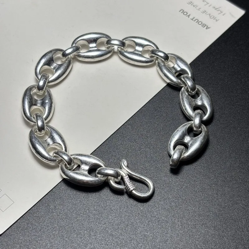 Vintage Ethnic Tibetan Silver Bracelet, Handmade Silver Plated Beaded Bracelet, Lucky Wrist Jewelry for Men Women
