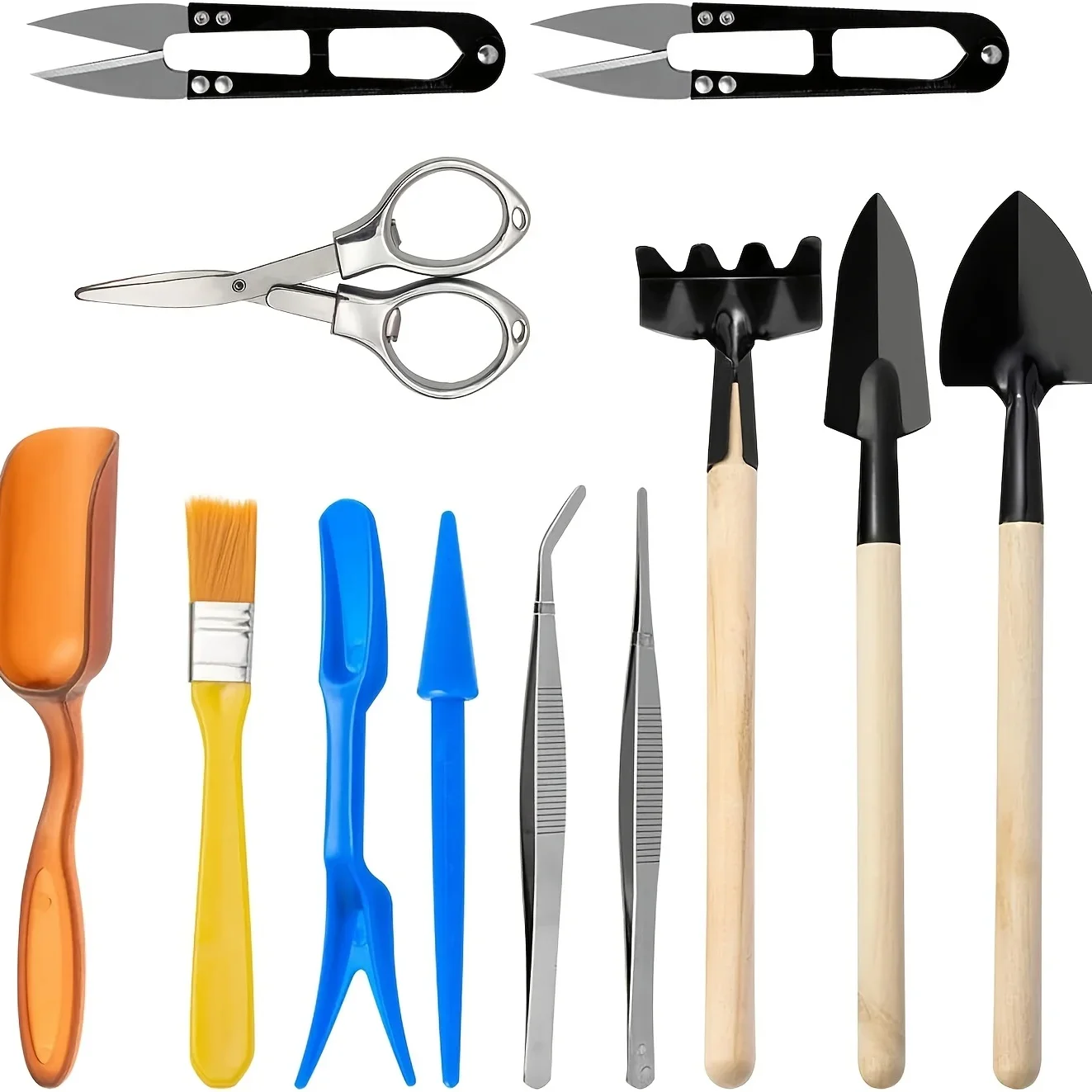 12 Pcs Plant Garden Tools Set  Succulents Potted Plants Seedling Starter Spade Pruning Tweezers Scissors