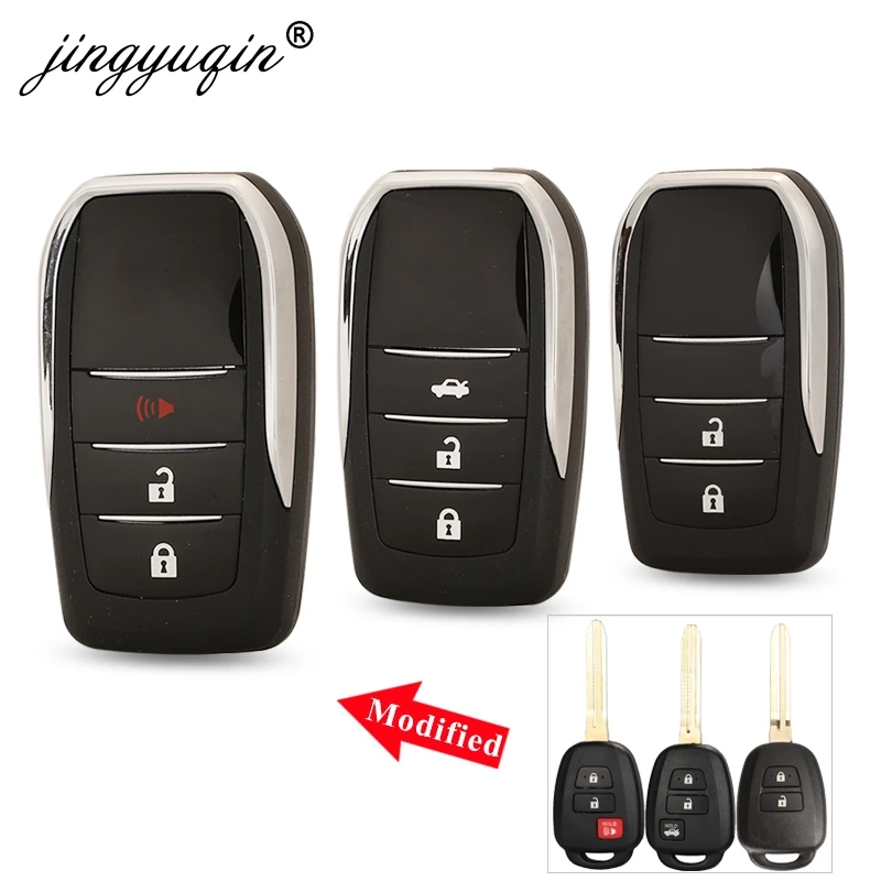 Jingyuqin zmodyfikowany 2 przycisk zdalnego odwróć klucz samochodowy Shell dla Toyota CAMRY Corolla YARIS Vios Prado TOY43 ostrze Fob Case wymiana