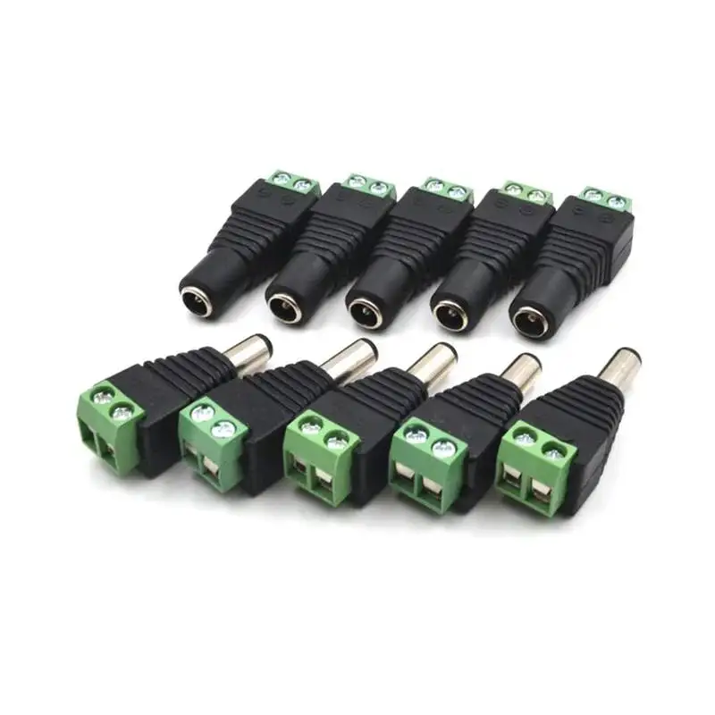 5PCS DC Male Female Power Jack Connector Crimp Terminal Block DC Plug Connector For Single Color 2PIN 5050 3528 5730 LED Strip