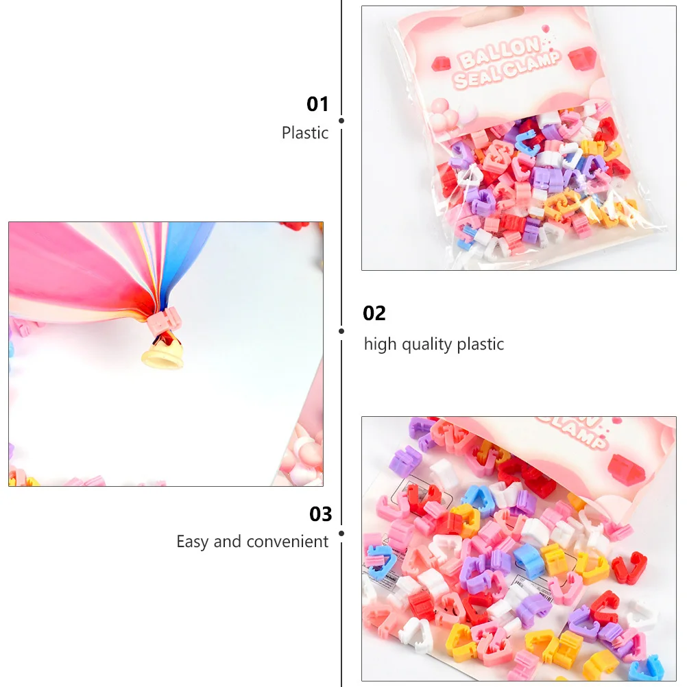 

200pcs Balloon Sealing Clips Plastic Cramp For Wedding Birthday Party Balloon Decoration Supplies Fastening Tool