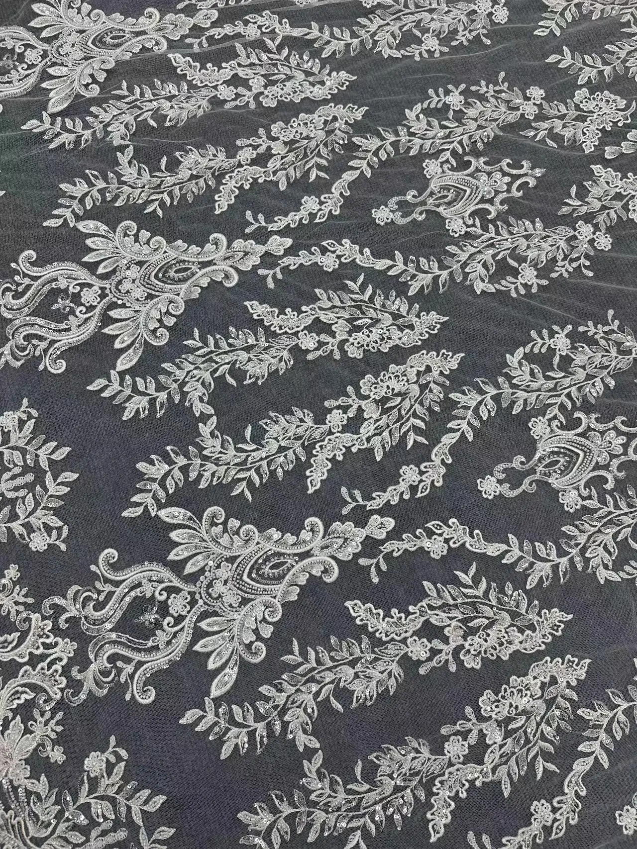 Nigerian African Lace Fabric 2024 New On Sale High Quality Hamdmade Beads Bridal Lace Fabric Luxury Sequins 5Y Free Shopping