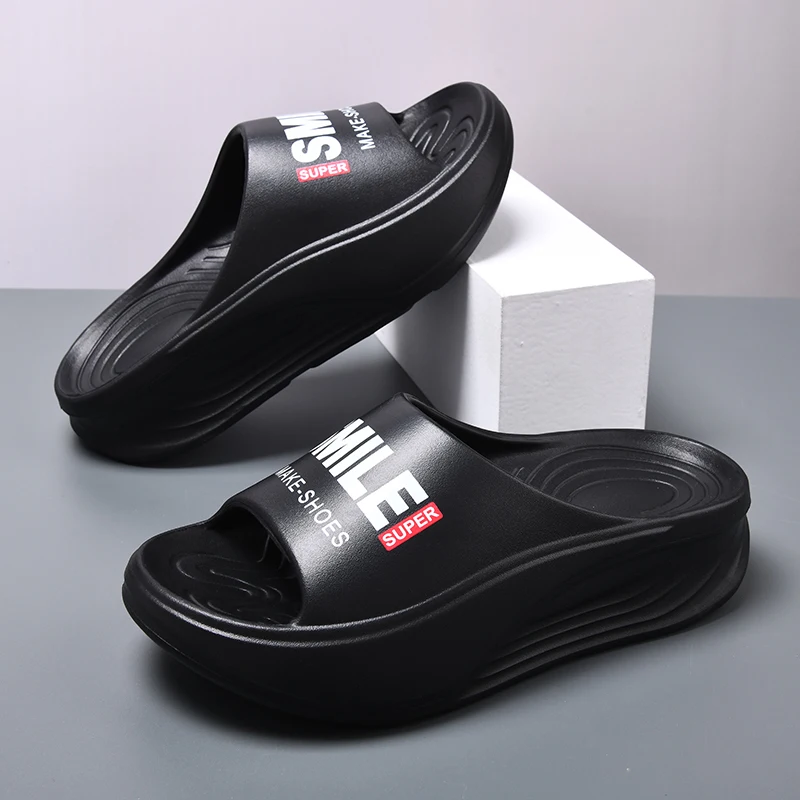 

2025 New Men's and Women's Thick Bottom Sliding Sandals - Non Slip EVA Material Fashionable Letter Printing Summer Slippers
