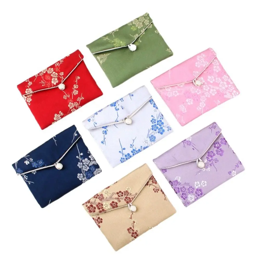 Retro Satin Jewelery Bag Embroidered Buckle Wallet Chinese Style Purse Coin Purse Birthday