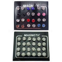 24Pcs/Set Round Crystal No Piercing Clip Earrings Magnetic for Women Men Ear Punk Jewelry Making Supplies Crafts Accessories