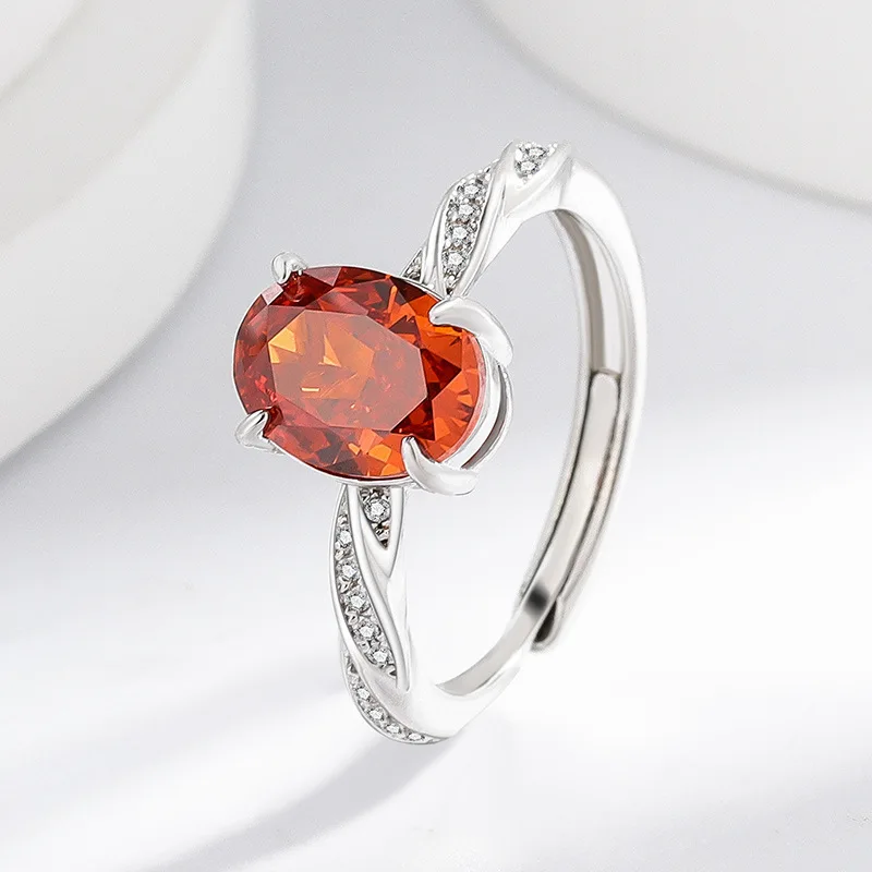 2026 Korean-style 925 pure silver ice flower cut twisted dove egg ring for women's anniversary, dinner, proposal jewelry
