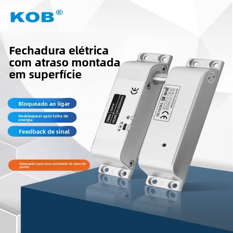 KOB fechadura elétrica montada em superfície, controle de acesso, 12/24V, porta de fogo de ferro de madeira, fechadura eletromagnética, controle eletrônico