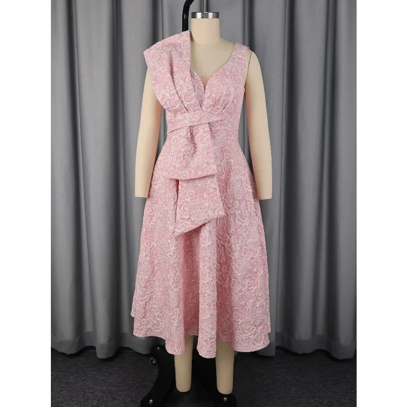 

African Dresses for Women Elegant Spring Summer Sleeveless Dashiki Midi Dress Ladies Traditional African Clothing Outfits