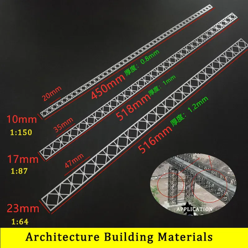 Ho N 1:64 Architecture Building Scene Bridge Steel Beam Truss Model Material Beret Beret Beam for Diorama 1Piece