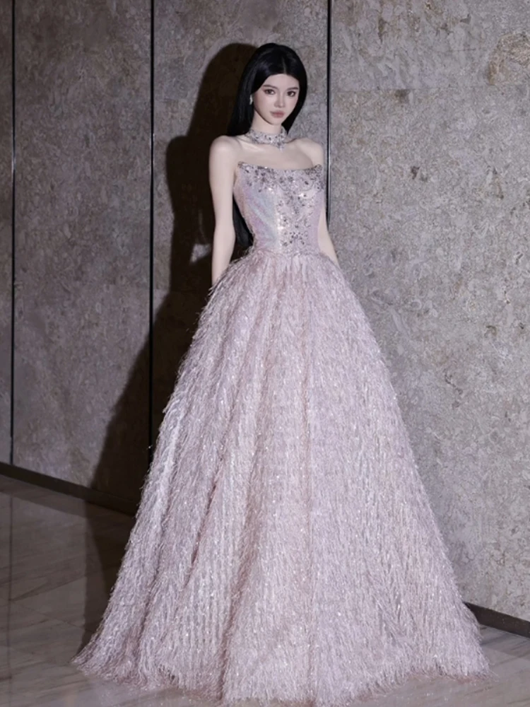 

Элегантное длинное вечернее платье для женщин, роскошное свадебное платье без бретелек, пышная юбка для церемоний, корпоративов и свадеб