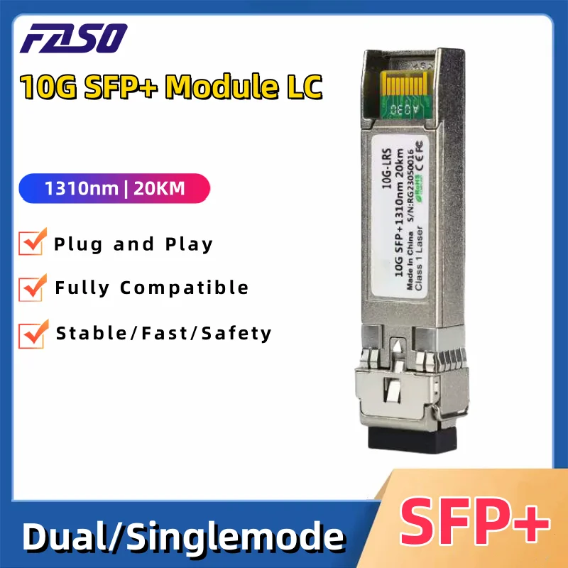 

10G SFP+ Fiber Optical Transceiver Module 1310nm Duplex LC Connector Single Mode Dual 20KM Compatible with Mikrotik Cisco Switch