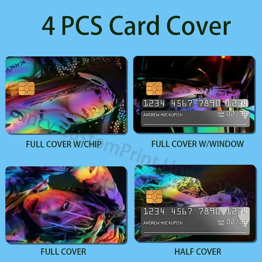 Singer M-MIYAVIs Credit Bank Sticker ID Access Card Cover Skin Rainbow Color Laser Stickers Film