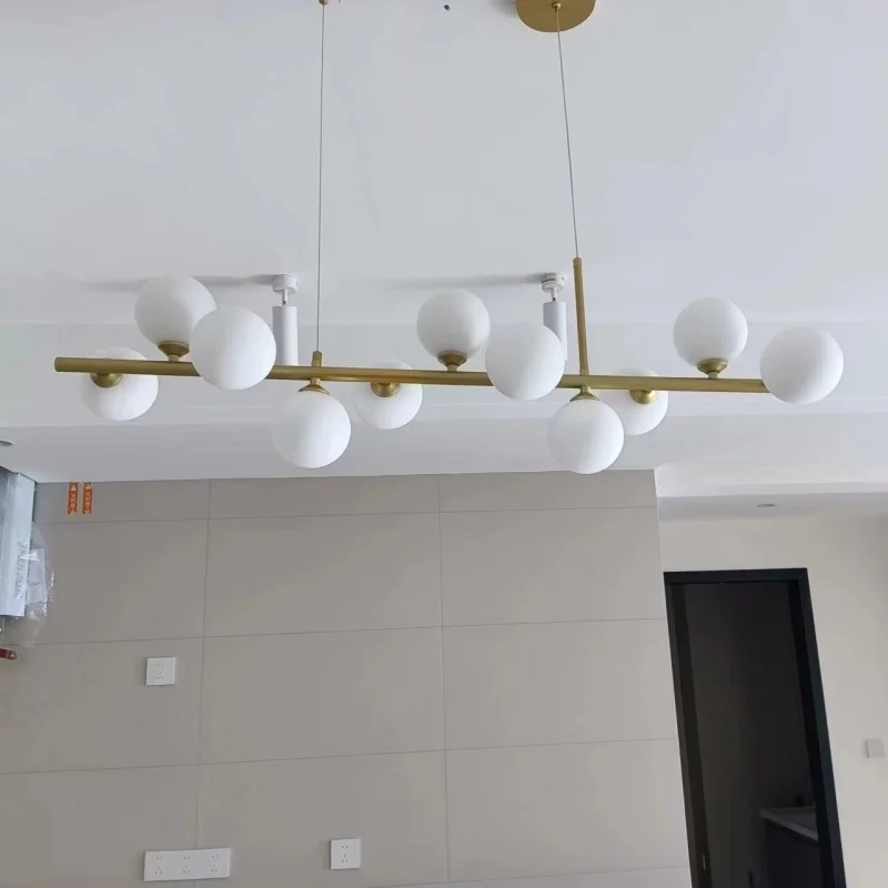 Modern restaurant G9 pendant light strip glass ball lampshade pendant light above the dining table kitchen home lighting fixture