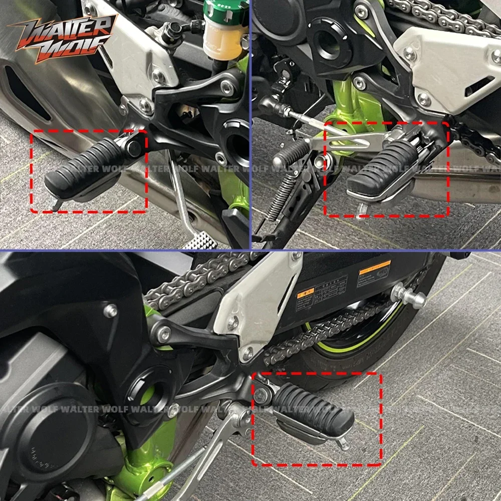 Motorcycle Front Footrest Rubber Cover For KAWASAKI Z650/RS Z900 SE VERSYS X300 X250 NINJA 650 2017-2023 Accessories Foot Rests