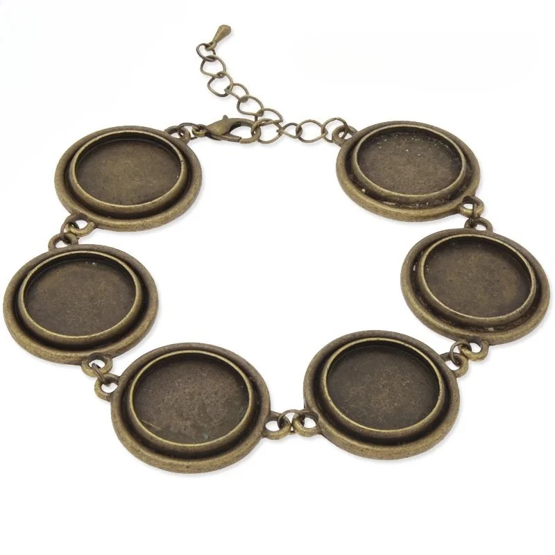 

Photo Jewelry Making Antique Bronze Plated Bracelet with 18mm Circle Bezel,5pieces/lot-C4255