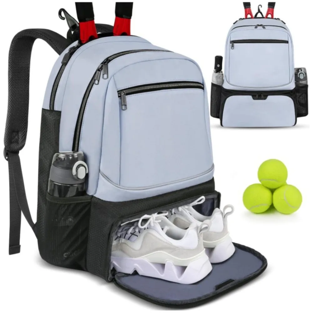 

Zipper Closure Tennis Backpack Large Capacity Reversible Pickleball Rackets Backpack Durable with Shoe Pocket