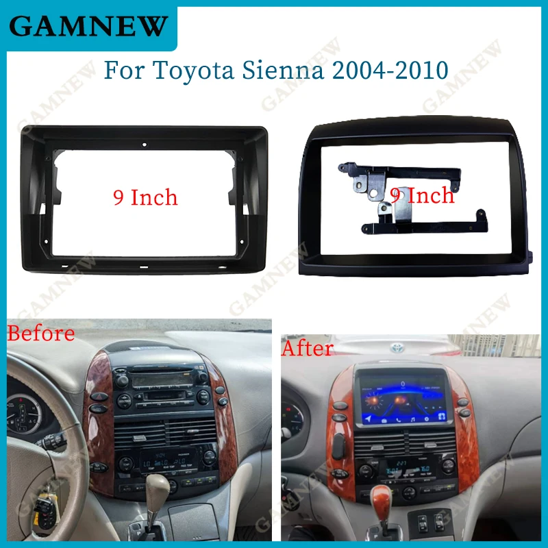 

9 Inch Car Frame Fascia Adapter Canbus Box Decoder Android Radio Dash Fitting Panel Kit For Toyota Sienna 2004-2010