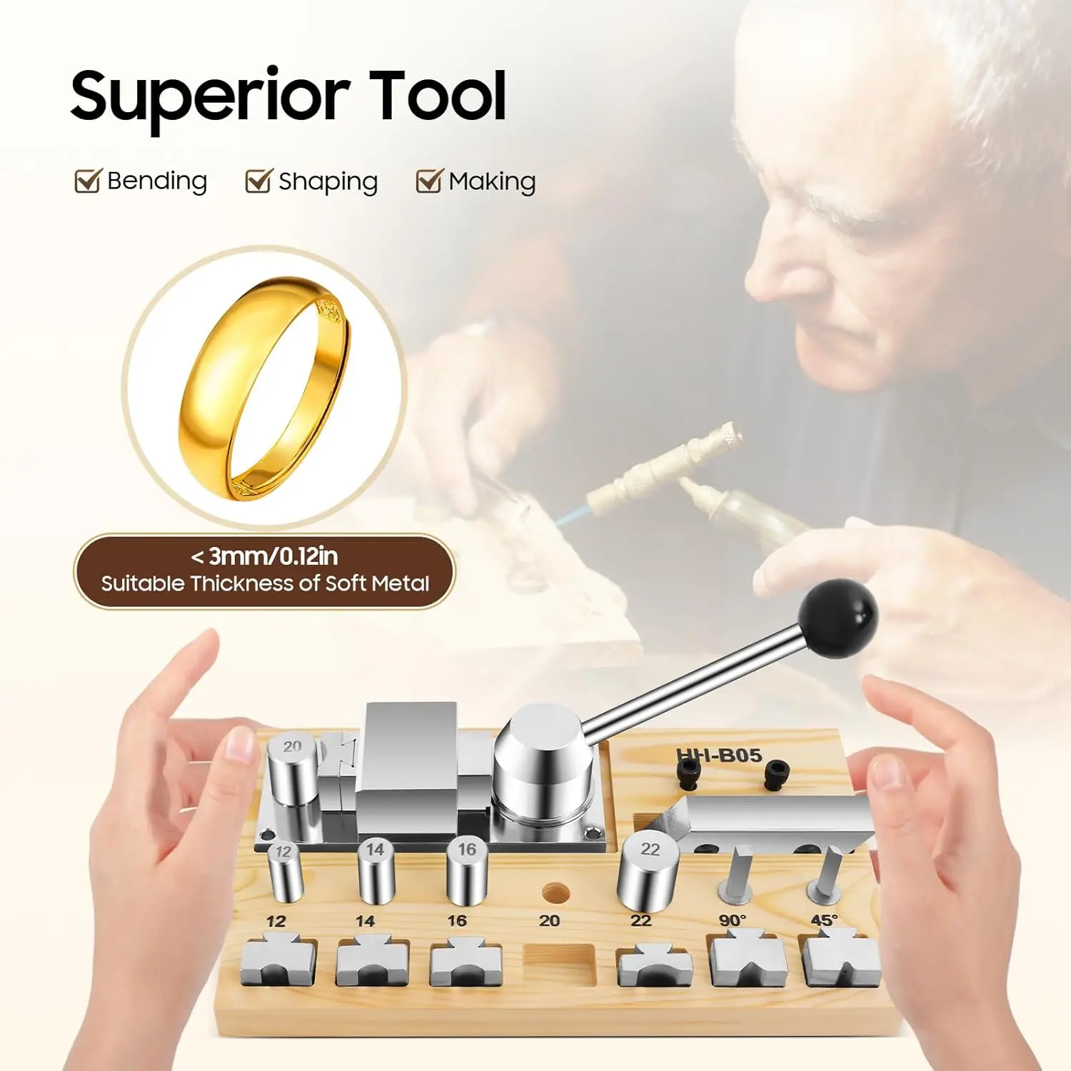 

Ring Bending Tool, Spoon Rings Making Kit Ring Making Supplies Ring Measurement Tool DIY Ring Bender Ring Shaper Christmas Gifts