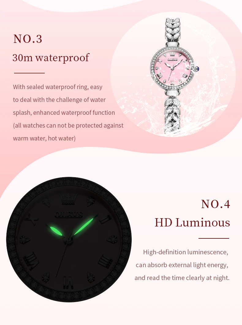 OLEVS 9971 Top Brand Women's Quartz Watches Diamond Bezel Luminous Waterproof Elegant Fashion Dress Wristwatch For Lady