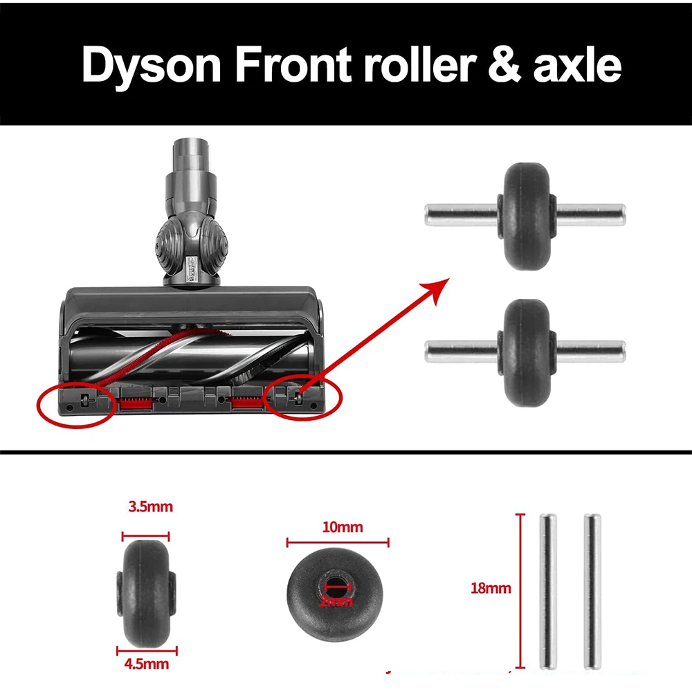 Reemplazo de ruedas de suela plana para Dyson, cabezal limpiador de accionamiento directo, no apto para cabezal de rodillo suave, V6, V7, V8, V10,