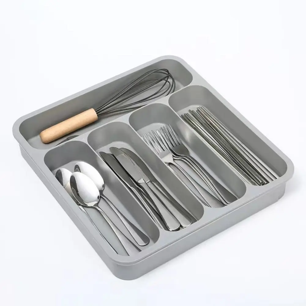 6 Compartment Plastic Cutlery Holder Save Space Spoons Forks Storage Trays Multifunction Utensils Storage Supplies