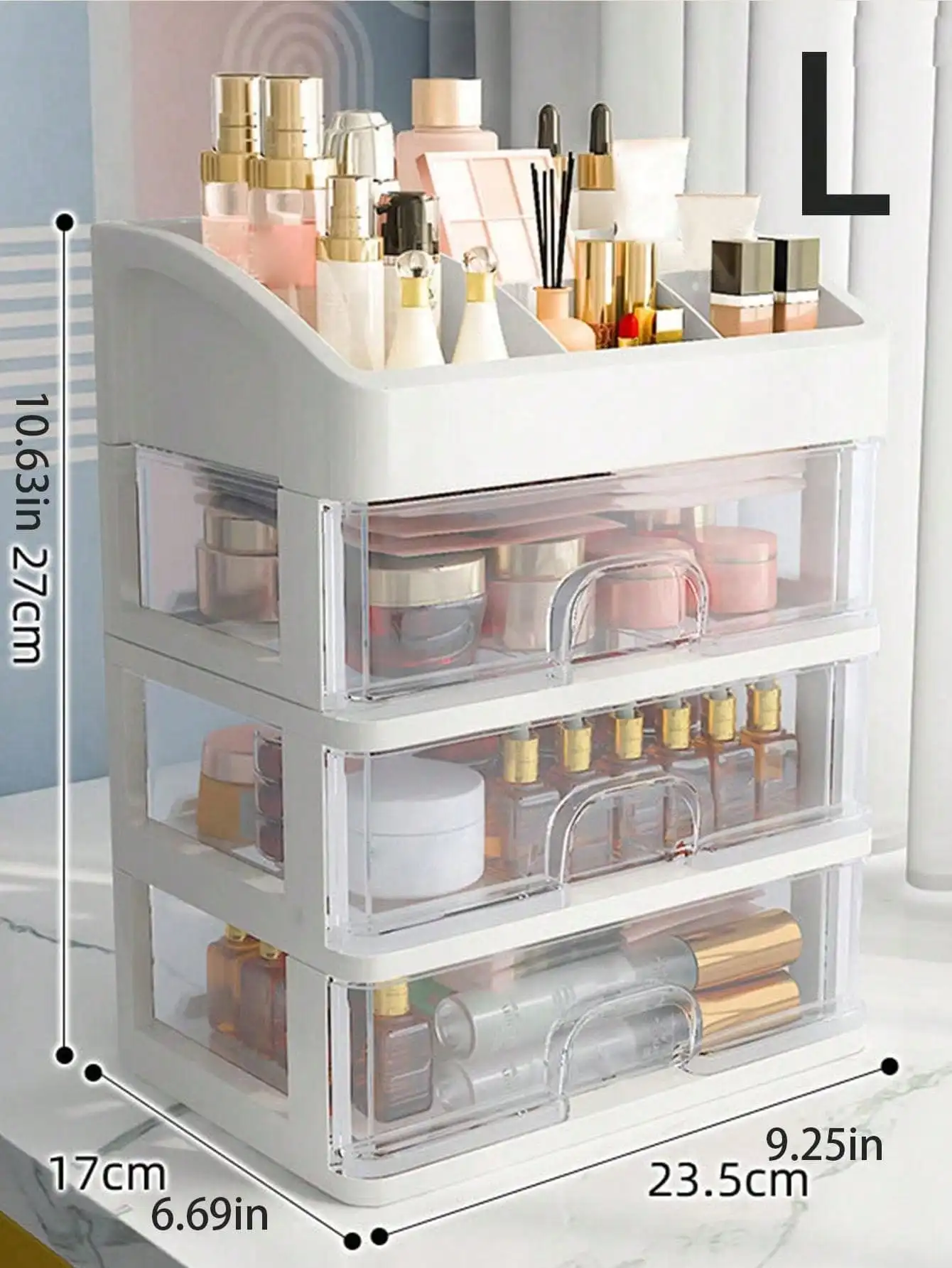 صندوق منظم مكياج محمول مكون من 1-3 طبقات مع أدراج لتخزين مستحضرات التجميل