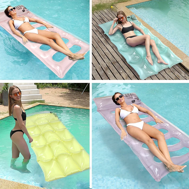 حمام سباحة قابل للنفخ يطفو مقاسات الكبار 4 ألوان أرجوحة مائية شفافة كرسي صالة عائم لحمام السباحة على الشاطئ