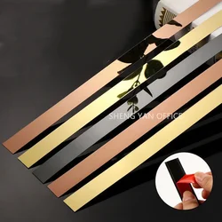 Matte Mirror Self Adhesive Wall Decor Sticker Gold Ceiling Edge Strip for Living Room Decorative Tile Mirror Sticker Wardrobe