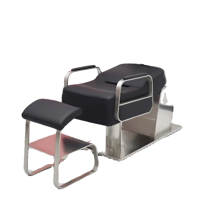 

FG6New barber shop half-lying shampoo bed hair salon special stainless steel flushing bed ceramic basin
