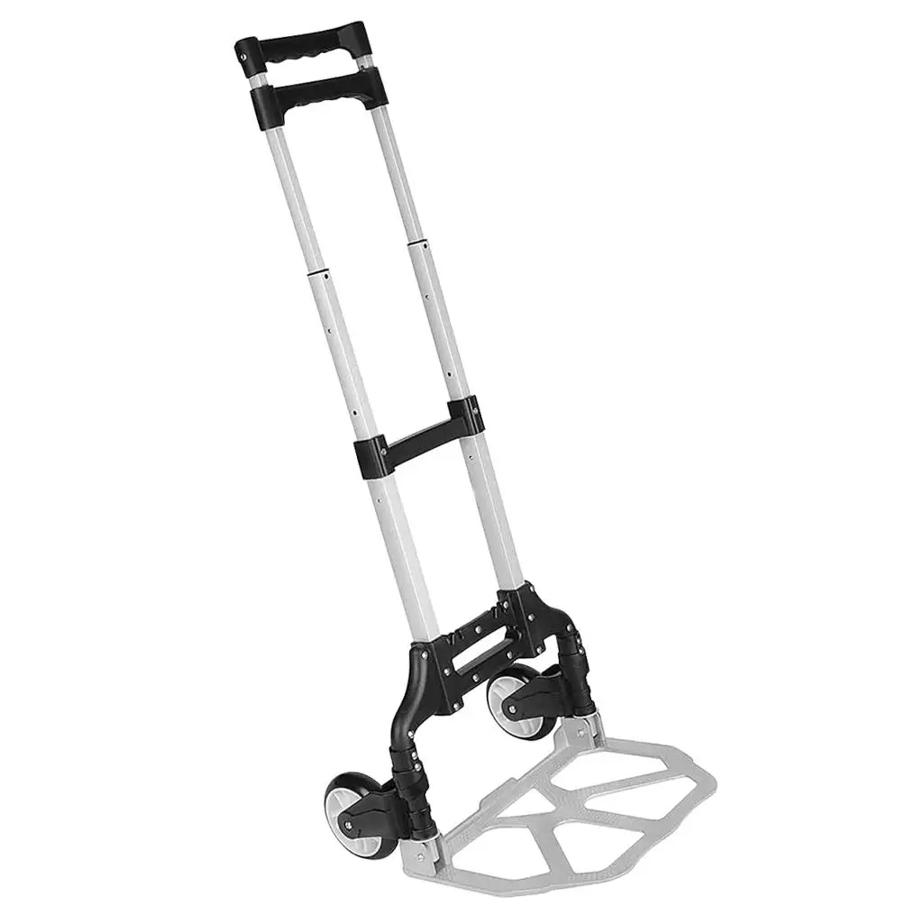 Aluminum Alloy Folding Hand Truck Portable Wheel Barrow Cart Trolley for Shopping Moving, Height Adjustable
