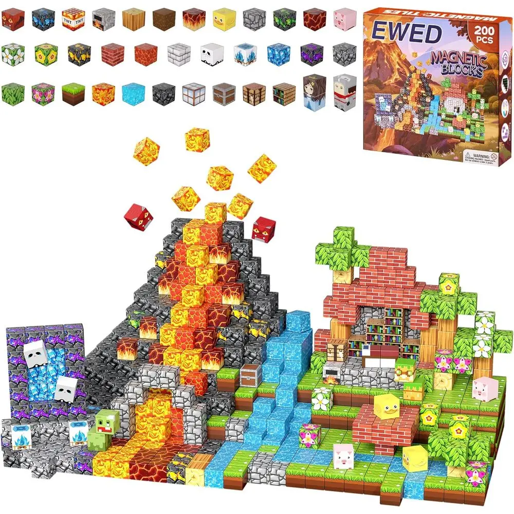 

STEM 200-Piece Magnetic Building Blocks Set for Kids, Ideal for Ages 3-12, Great for Birthdays - Forest Theme