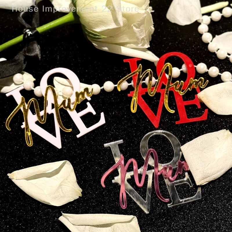 1pcs Double-layer Acrylic Mother's Day Cake Topper Mother's Day Party Cupcake Decoration Supplies