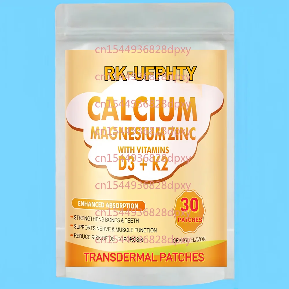

30 трансдермальных пластырей с цитратом кальция, цинком, витаминами C, D3, K2 для поддержки костей, мышц и иммунитета