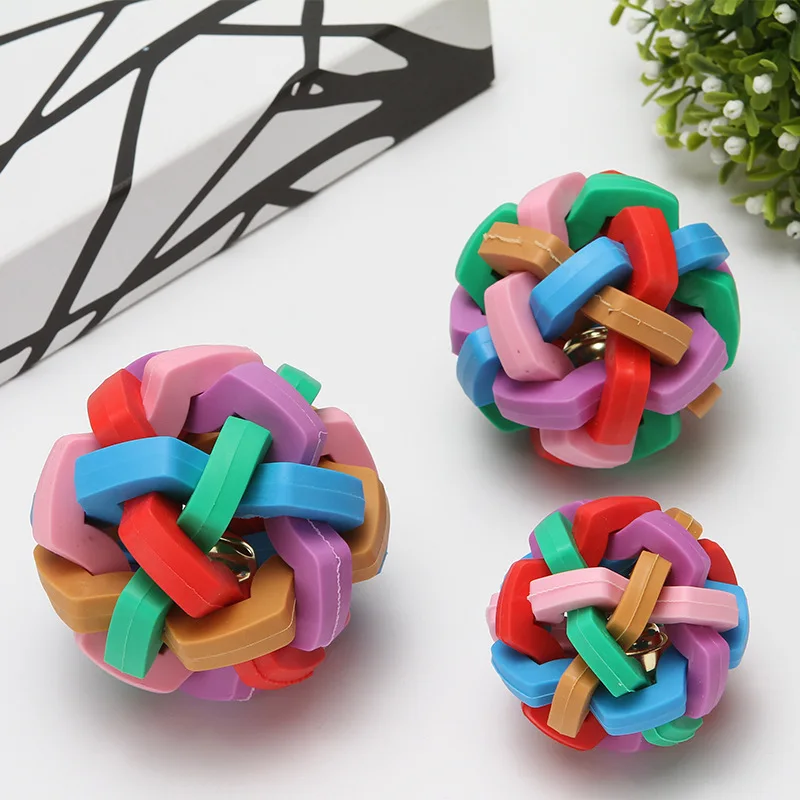 New Colorful Bell Ball TPRMaterial: Woven Chew Ball with Bell Toy for Dogs and Pets