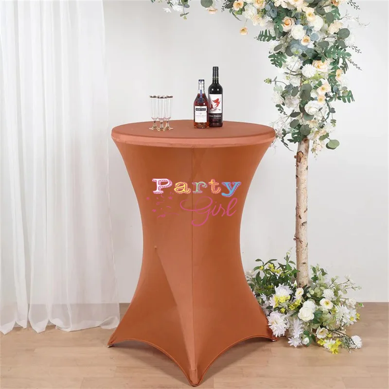 5pcs Lot Wedding Table Cover Spandex Cocktail Table Cloth Lycra High Bar Table Linen Banquet Hotel Party Decoration