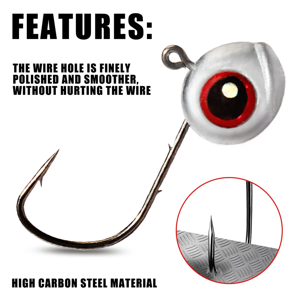5-20 قطعة عين السمكة الكبيرة تهزهز رئيس السنانير 2.5 جرام 3.5 جرام 5 جرام عرقوب الشائكة الجذر Ned تلاعب الصيد لينة إغراء عدة معالجة Pesca والعتاد صيد السمك #4