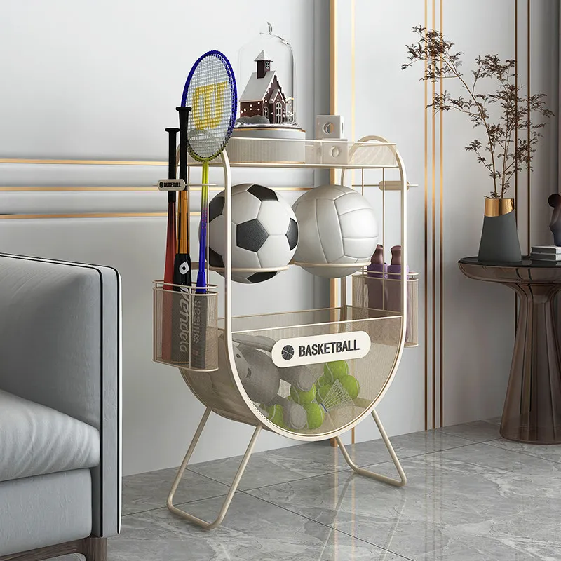 

Sports Equipment Storage Rack Heavy Duty Metal Organizer for Balls Rackets Toys Indoor Basketball Volleyball Badminton Holder