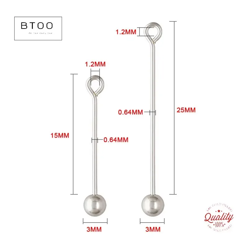 925 Sterling Silver Eye Pins for DIY Making, Threaded Ball Eye Pins, Jewelry Findings, 3mm