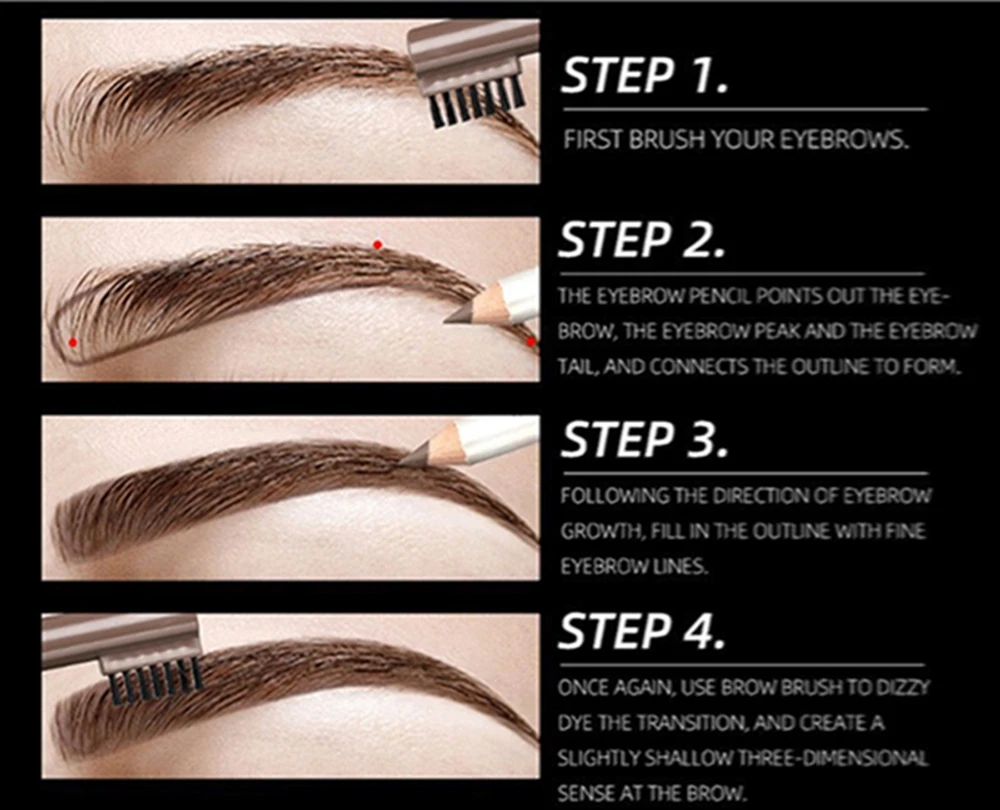 3 szt. Wodoodporna kosmetyczna kredka do brwi pięć kolorów naturalne brwi mieszanie kolorów trwałe trwałe ekologiczne kredki do brwi