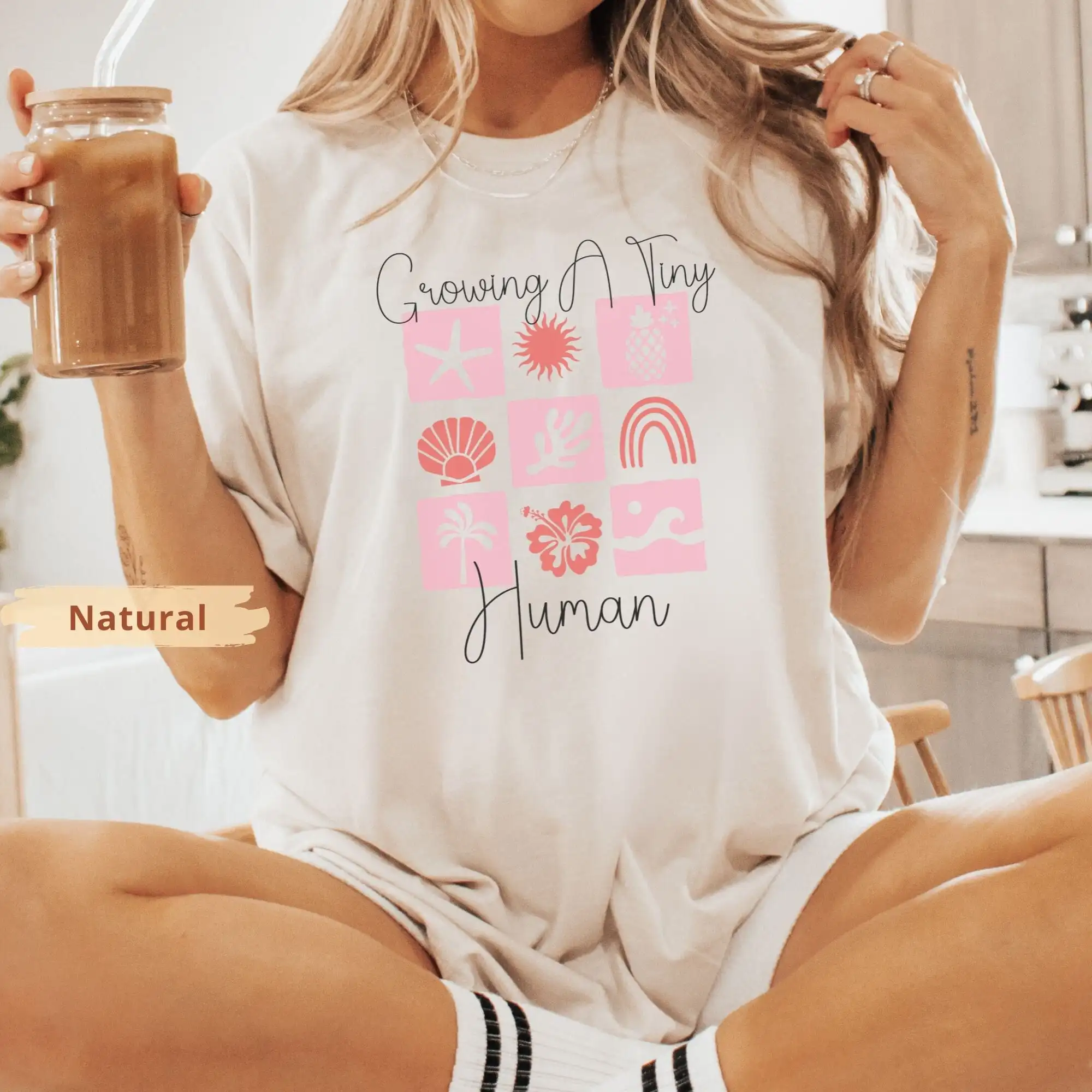 Summer Pregnancy Announcement T Shirt For First Time Mom Beach Pregnant Girl Expecting Reveal New