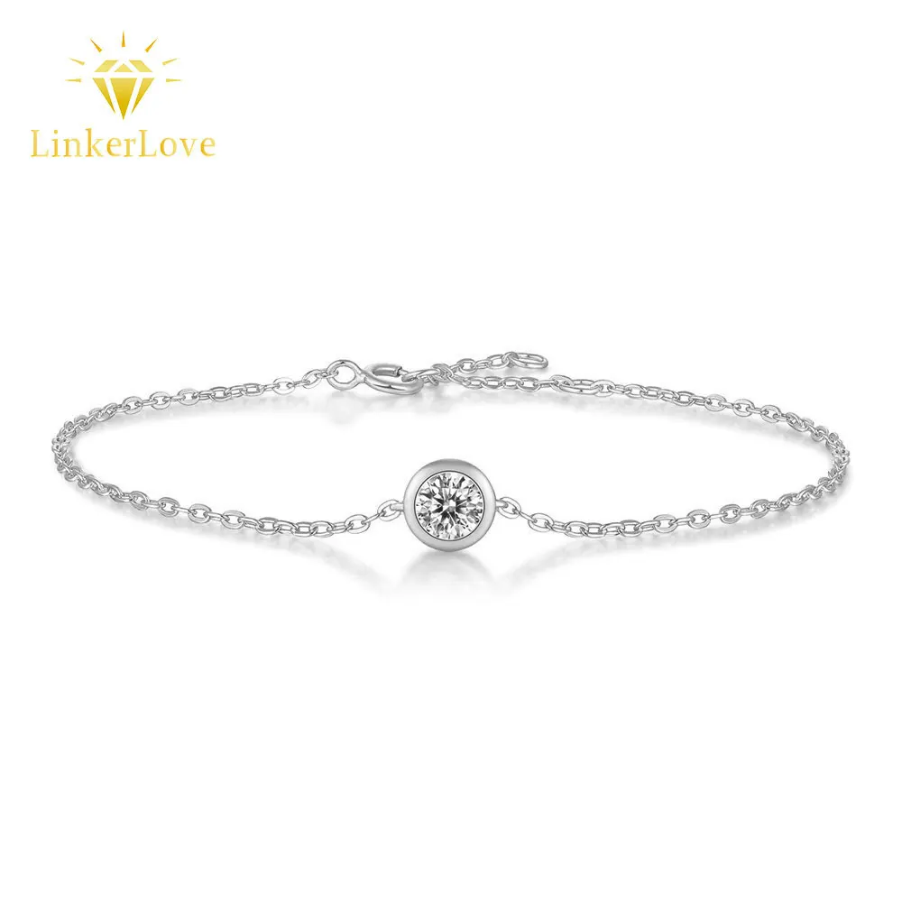 

LinkerLove Муассанит Пузырьковый Браслет Безель Оправа Алмазный Браслет для Женщин 18-каратное Розовое Золото Покрытие S925 Серебро Модные Ювелирные Изделия