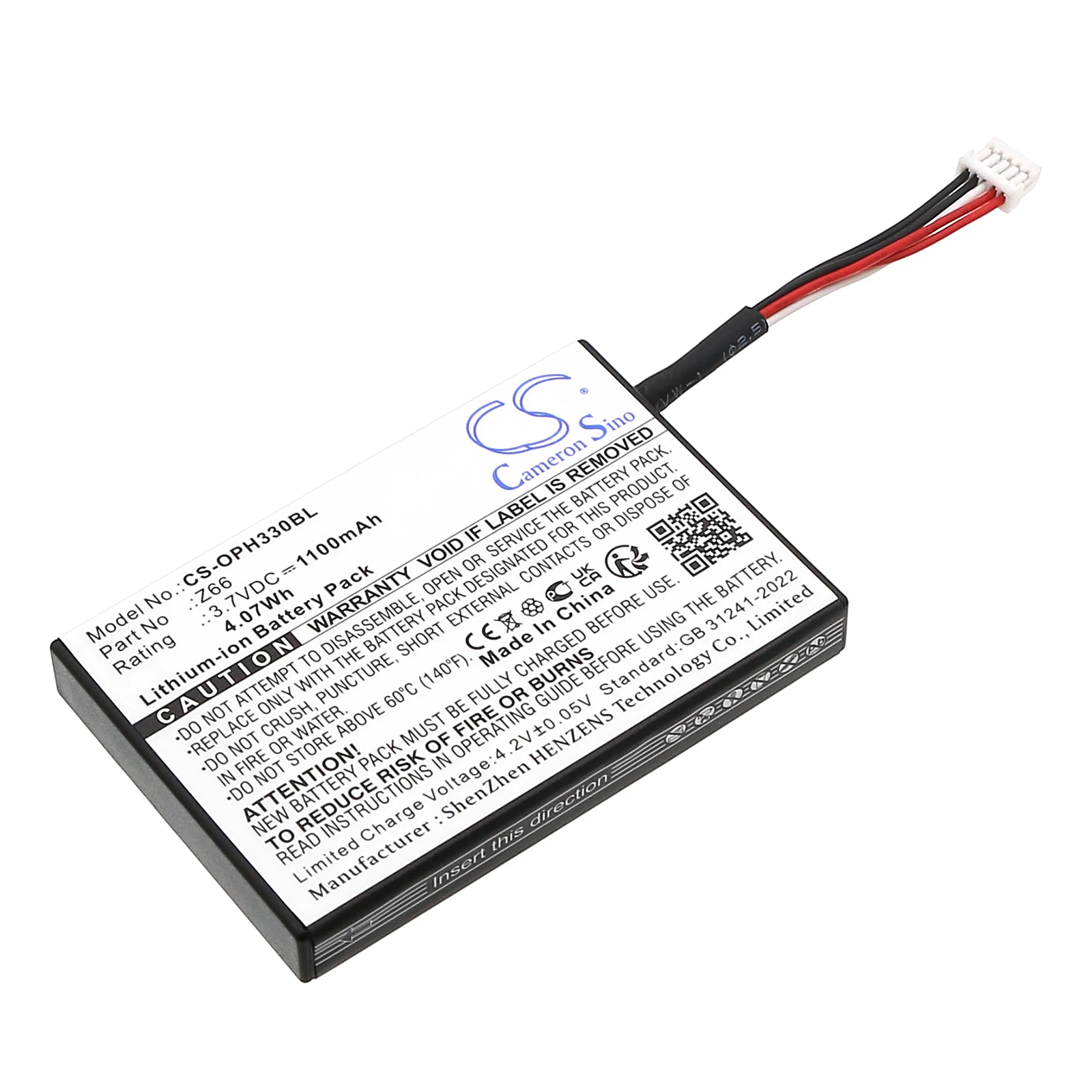 Batería de Iones de Litio para Escáner de Código de Barras Opticon, 3.7V 1100mAh, Modelos Compatibles: OPR-3301, OPI-3301, OPI-3301i, OPC-3301i