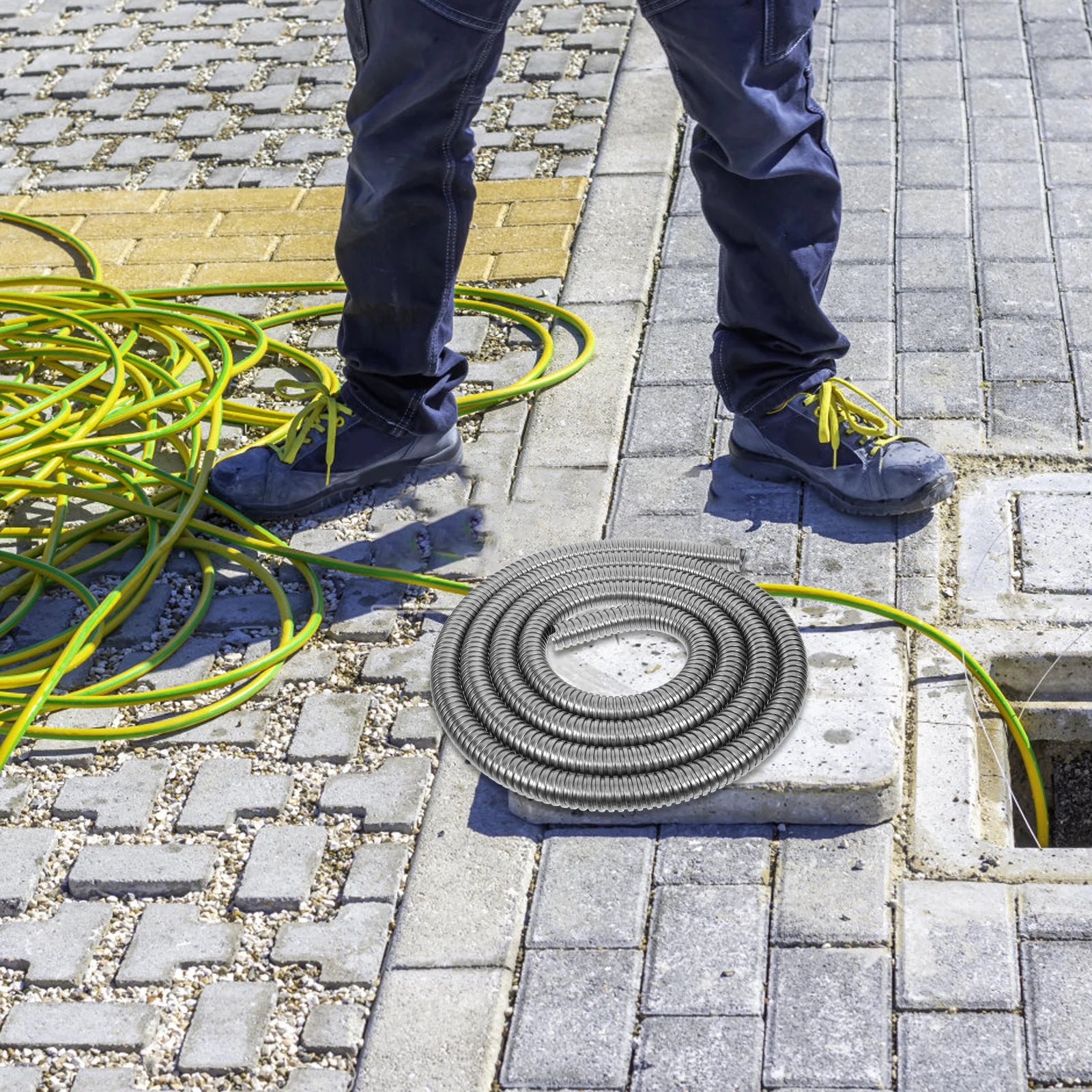 

Premium Stainless Steel Threaded Hose Flexible Abrasion-Resistant Cable Protection for Heavy Machines Desk Computer